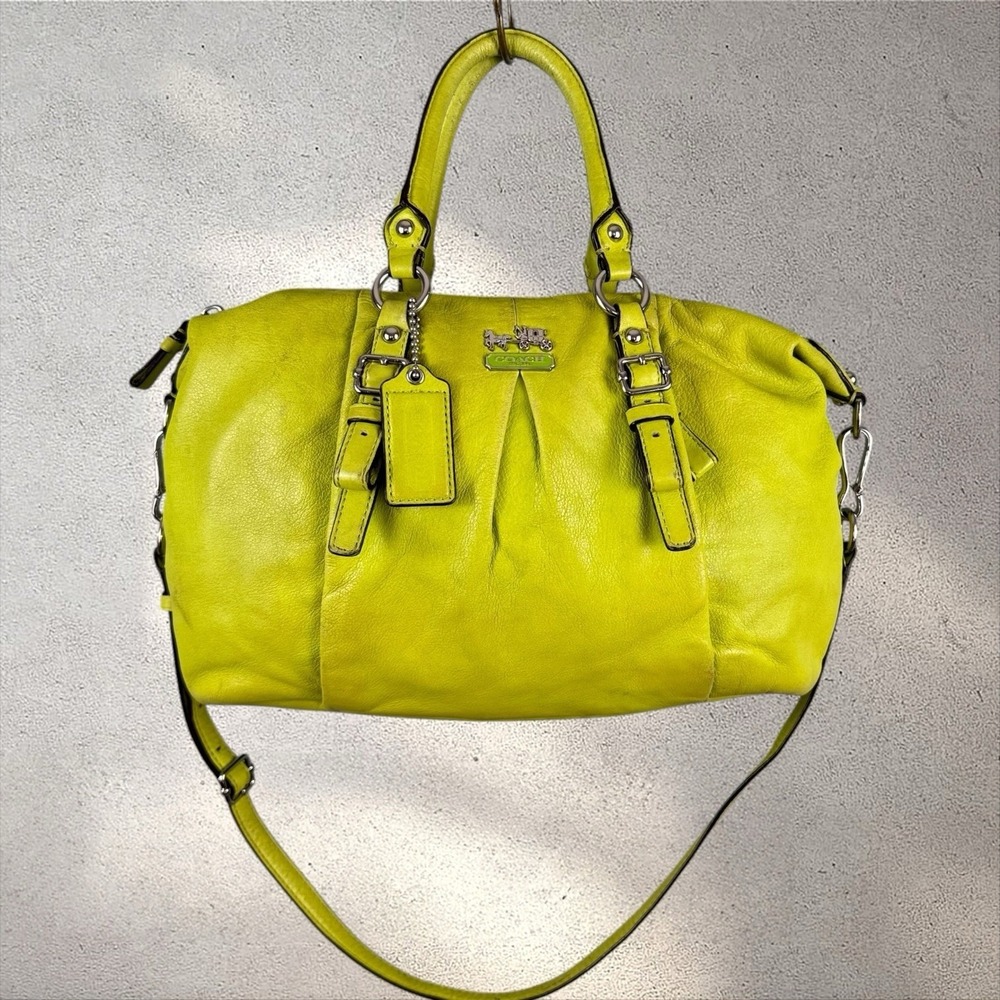 Coach Madison Kiwi Green Leather Juliette Satchel Crossbody Bag H1220-21222